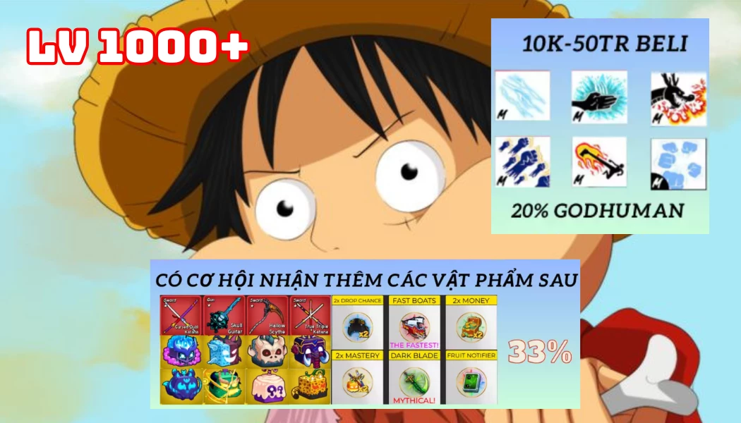 Acc Blox Fruits 7k Random, Lv 1000+